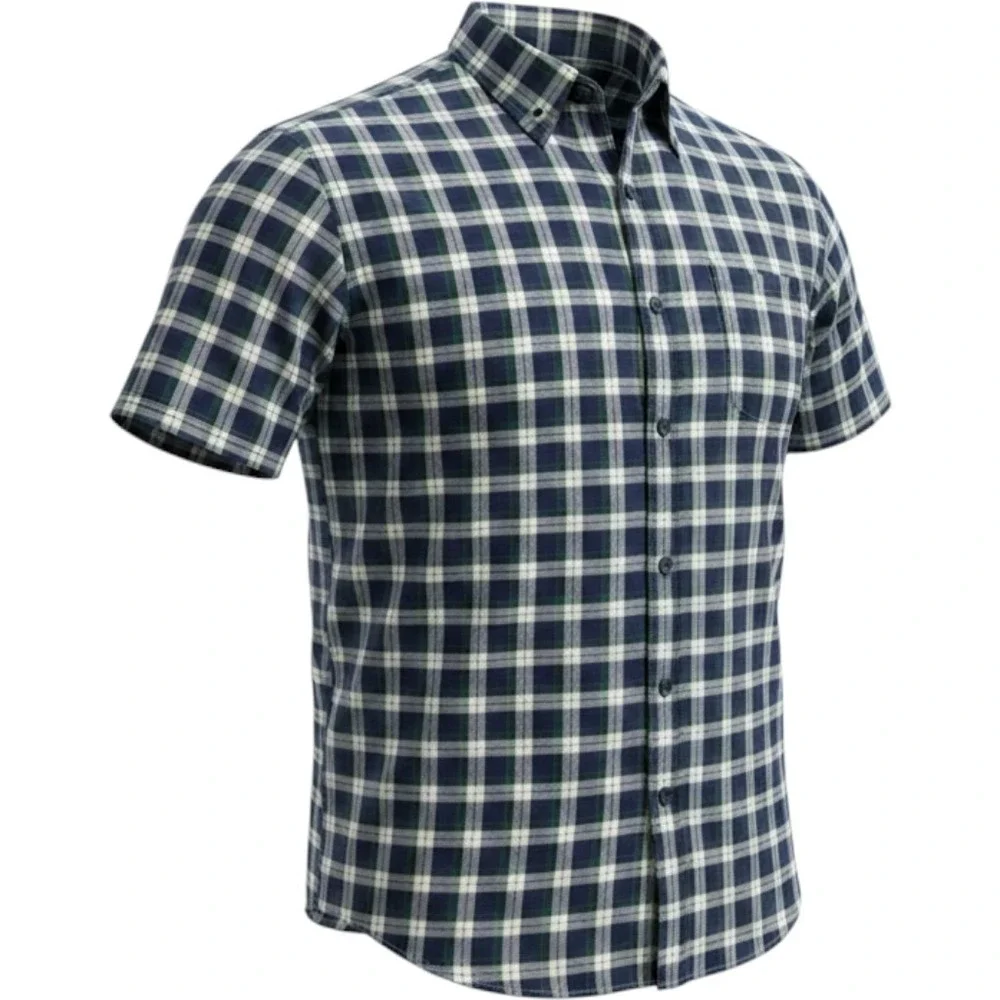 LL Bean Mens XXL Traditional Fit Plaid Short Sleeve Button Down Shirt 502253